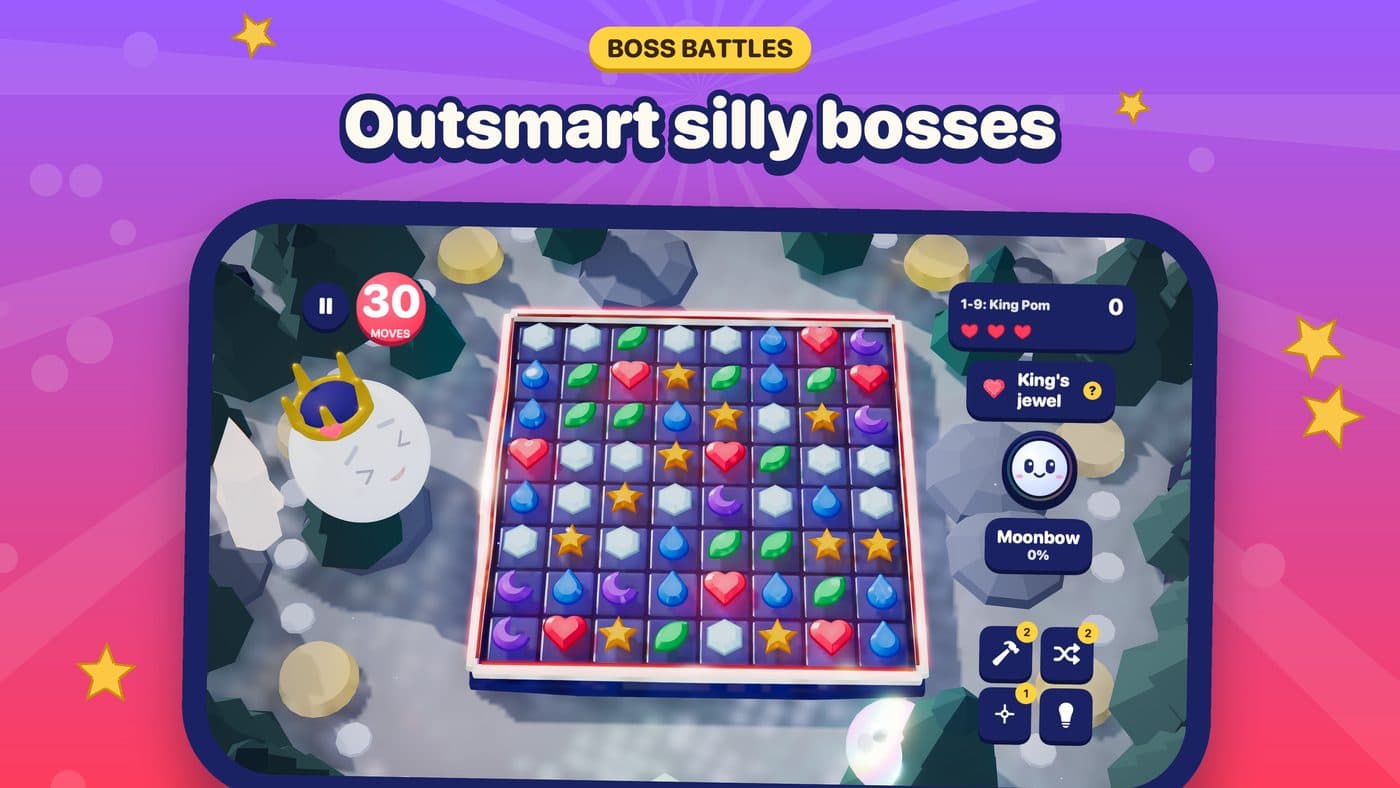 Moonbow Isles on Apple TV, the boss fight against King Pom